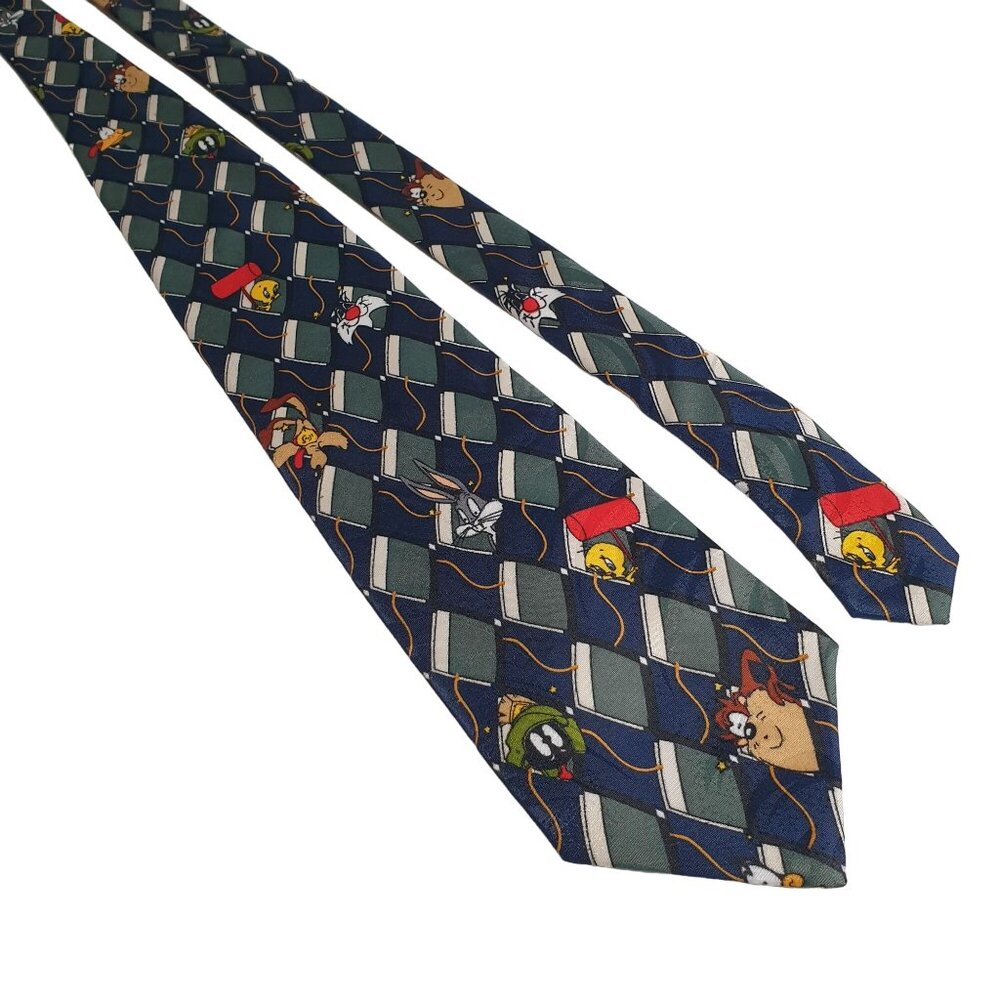 Looney Tunes Mania 1996 Tie Bugs Bunny Taz Sylvester Marvin Cartoon Gift Work